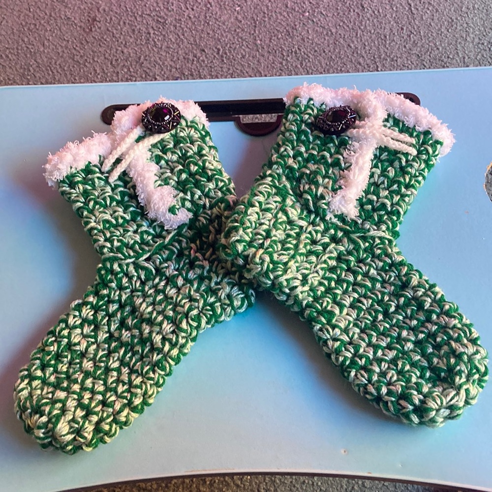 Hand crochet slipper boot